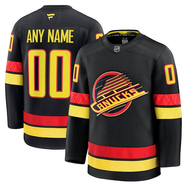 Men's Youth Vancouver Canucks Custom Fanatics Black Alternate Premium Jersey